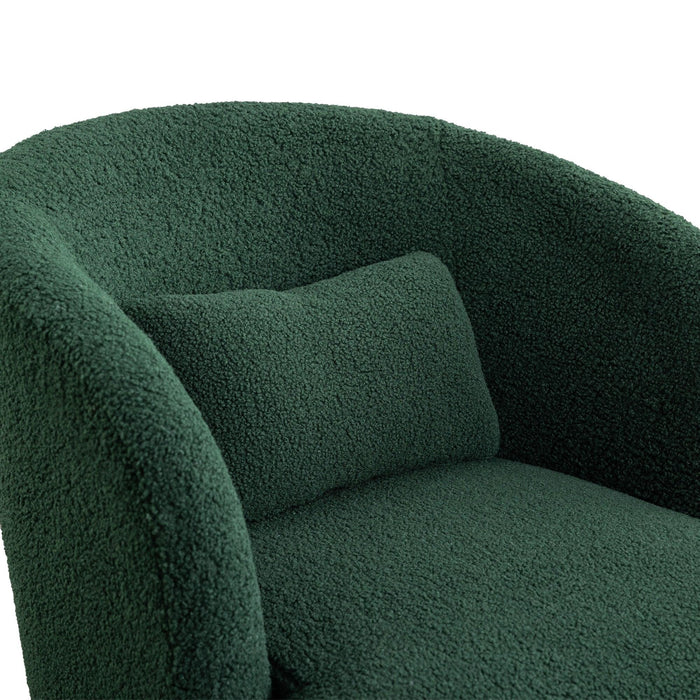 30.32"W Accent Chair Upholstered Curved Backrest Reading Chair Single Sofa Leisure Club Chair with Golden Adjustable Legs For Living Room Bedroom Dorm Room (Green Boucle)