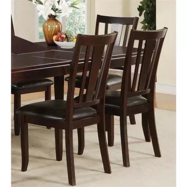 Simple Contemporary Set of 2 Side Chairs Brown Finish Dining Seating Cushion Chair Unique Design Kitchen Dining Room Faux Leather Seat