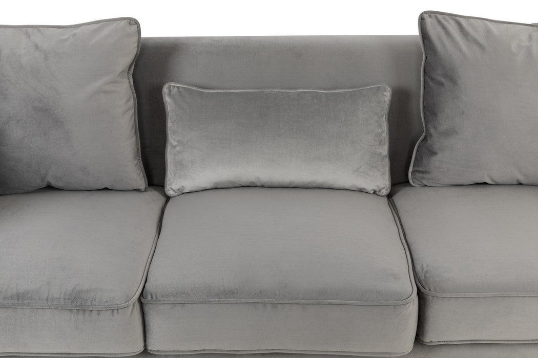 Bayberry Gray Velvet Sofa Loveseat Chair Living Room Set