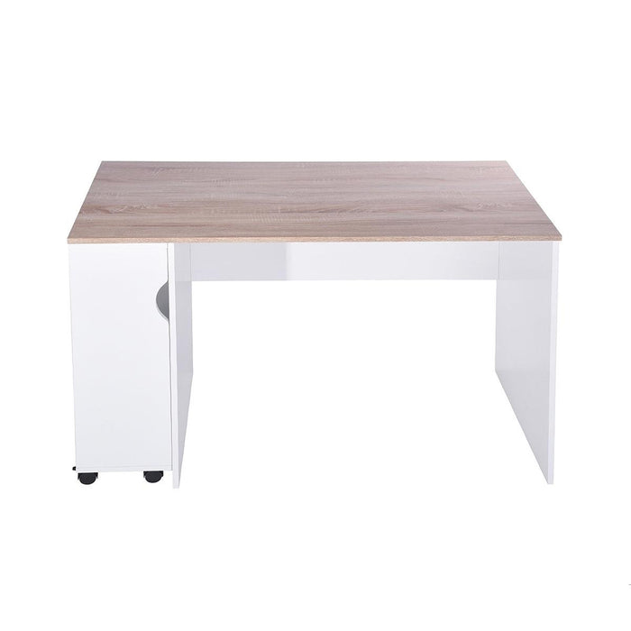 47.4" L Computer Desk with movable bookcase, oak & white