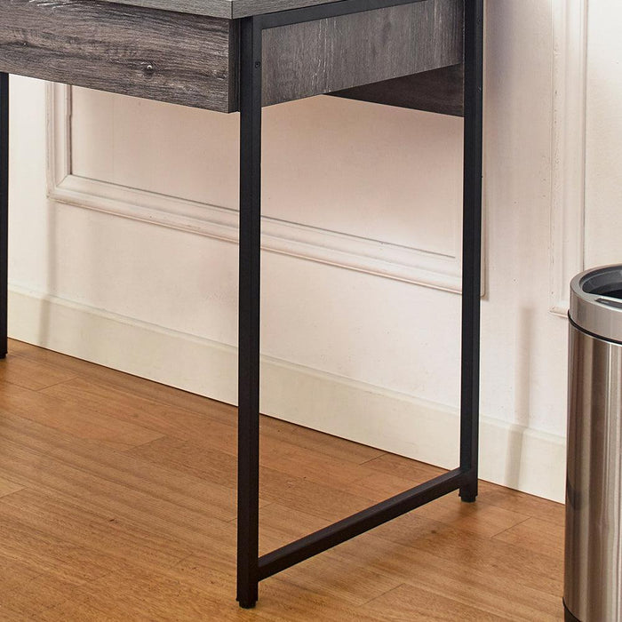 Niche Wood and Metal Desk with One Drawer in Rustic Gray