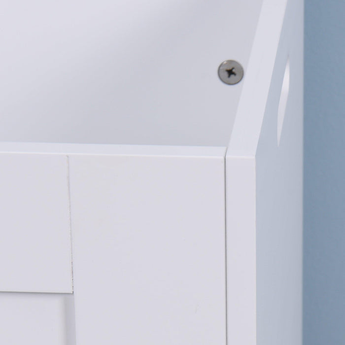 White Lift Top EntrywayStorage Cabinet with 2 Safety Hinge, Wooden Toy Box