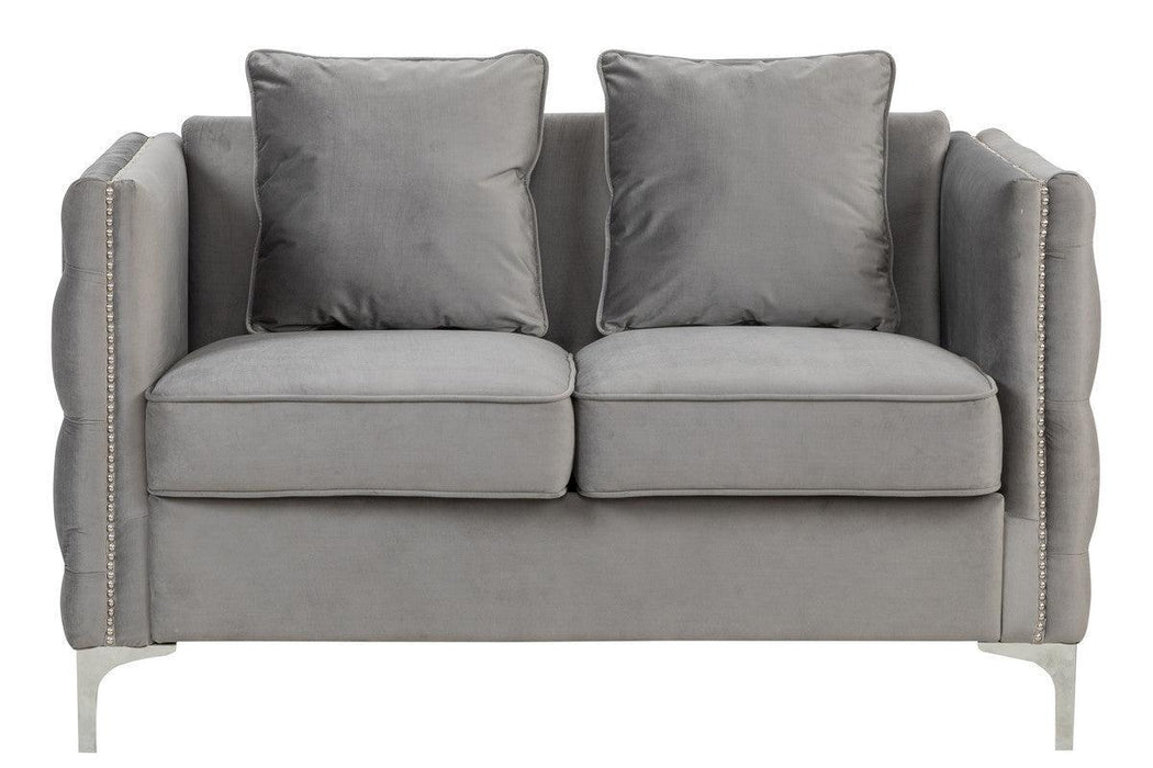 Bayberry Gray Velvet Sofa Loveseat Living Room Set