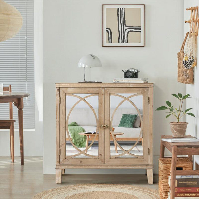 2 Door Wooden Cabinets,Classics Nature Wood Colour  Wood Cabinet Vintage Style Sideboard for Living Room Dining Room