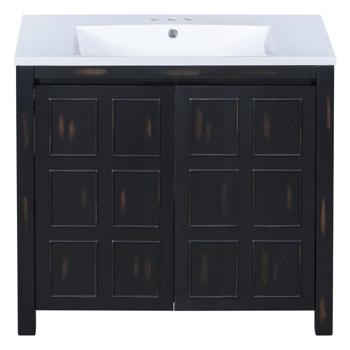 36" Bathroom Vanity Organizer with Sink,Combo Cabinet Set，BathroomStorage Cabinet,Retro Espresso