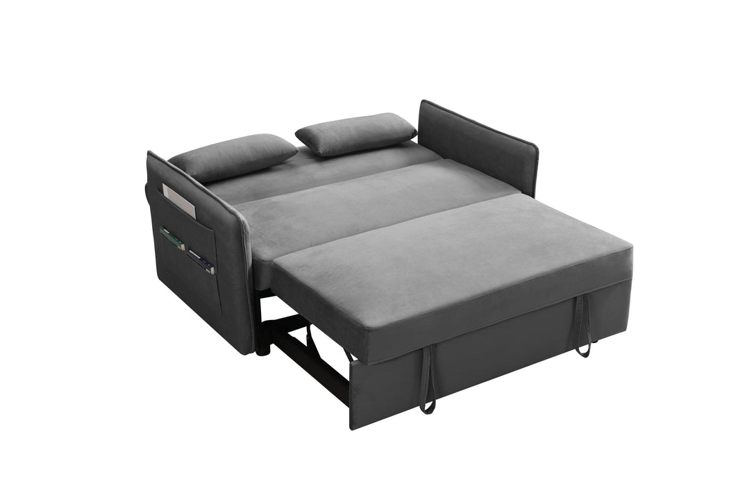 Pull Out Sofa Bed,Modern Adjustable Pull Out Bed Lounge Chair with 2 Side Pockets, 2 Pillows for Home Office