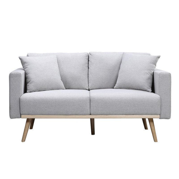 Easton Light Gray Linen Fabric Sofa Loveseat Chair Living Room Set with USB Charging Ports Pockets & Pillows