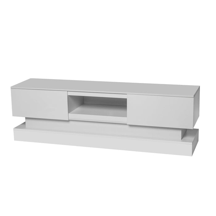 63inch  WHITE morden TV Stand with LED Lights,high glossy front TV Cabinet,can be assembled in Lounge Room, Living Room or Bedroom,color:WHITE