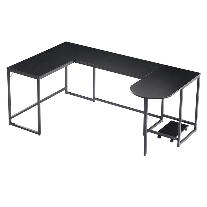 U-shaped Computer Desk, Industrial Corner Writing Desk with CPU Stand, Gaming Table Workstation Desk for Home Office (Black)