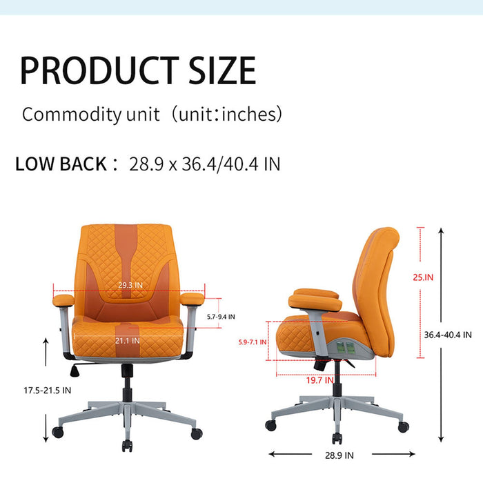 Office Desk Chair, Air Cushion Low Back Ergonomic Managerial Executive Chairs, Headrest and Lumbar Support Desk Chairs with Wheels and Armrest, Orange/Dark Orange