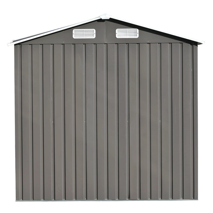 Patio 6ft x4ft Bike Shed Garden Shed, MetalStorage Shed with Lockable Door, Tool Cabinet with Vents and Foundation for Backyard, Lawn, Garden, Gray