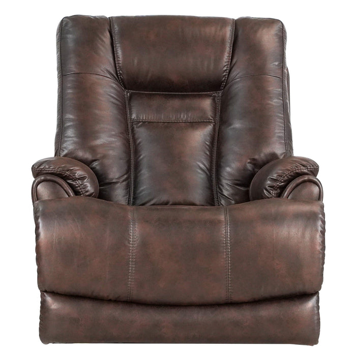 Leather Gel Zero Gravity Brown 37.5W” Width Power Recliner with Power Headrest ( Sofa )