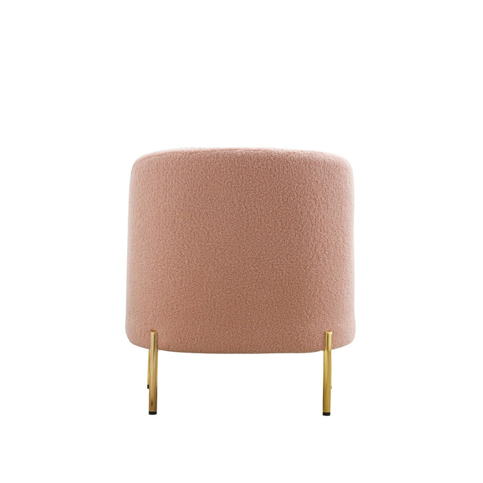 28.4"W Accent Chair Upholstered Curved Backrest Reading Chair Single Sofa Leisure Club Chair with Golden Adjustable Legs For Living Room Bedroom Dorm Room (Pink Boucle)