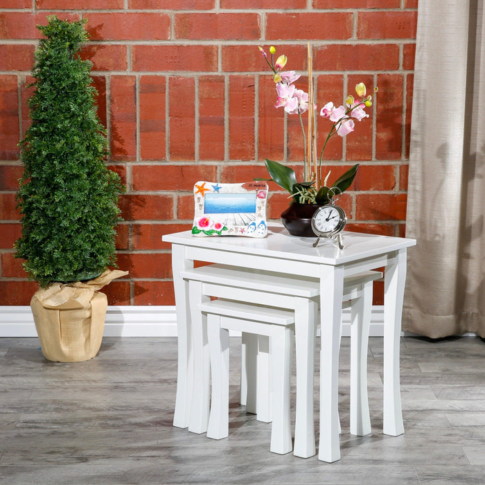 3-Piece Nesting Table Set, White