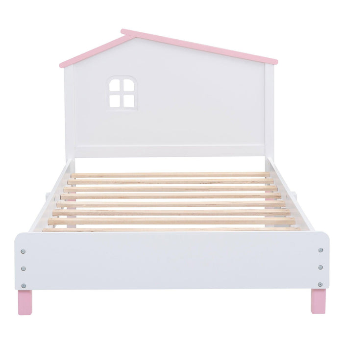 3-Pieces Bedroom Sets Twin Size Platform Bed with Nightstand andStorage dresser,White+Pink