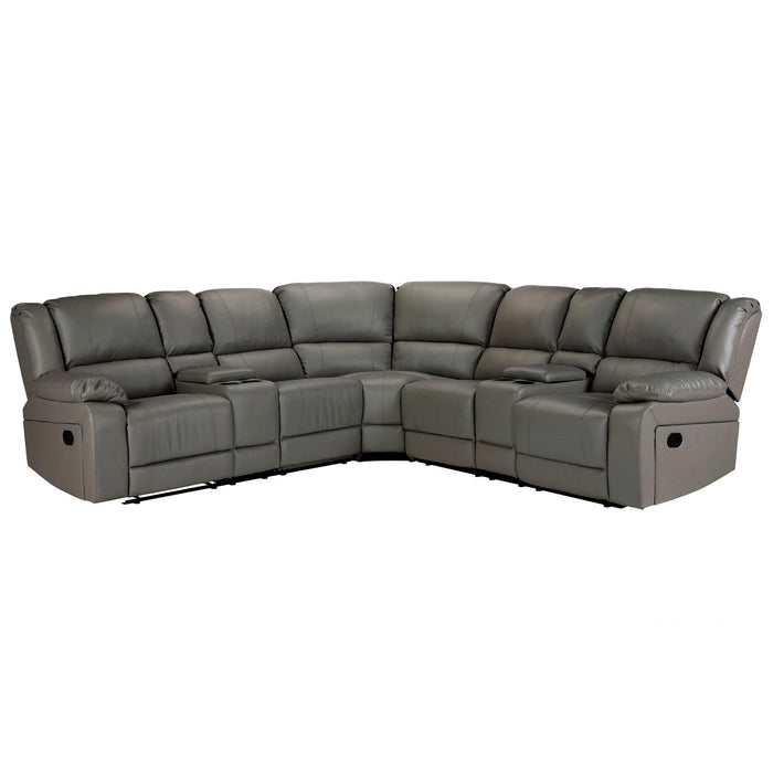 Sectional Manual Reclining Sofa GREY PU