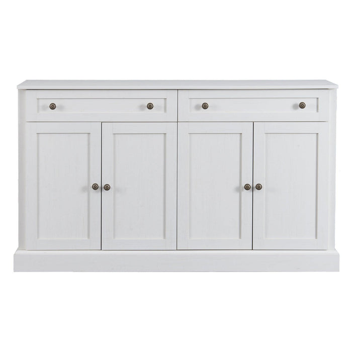 Kitchen SideboardStorage Buffet Cabinet with 2 Drawers & 4 Doors Adjustable Shelves for Dining Room, Living Room (Antique White)