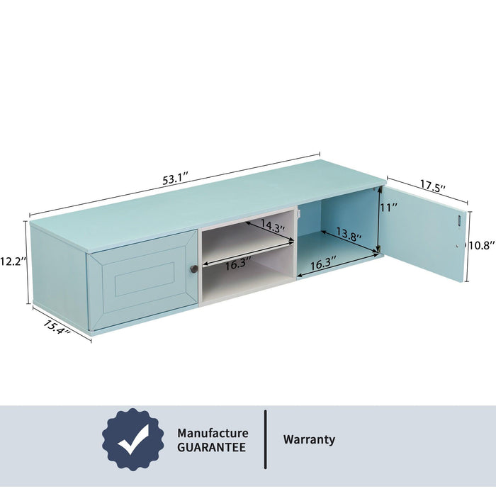 Wall Mounted 60" Floating TV Stand with LargeStorage Space, 3 Levels Adjustable shelves, Magnetic Cabinet Door, Cable Management