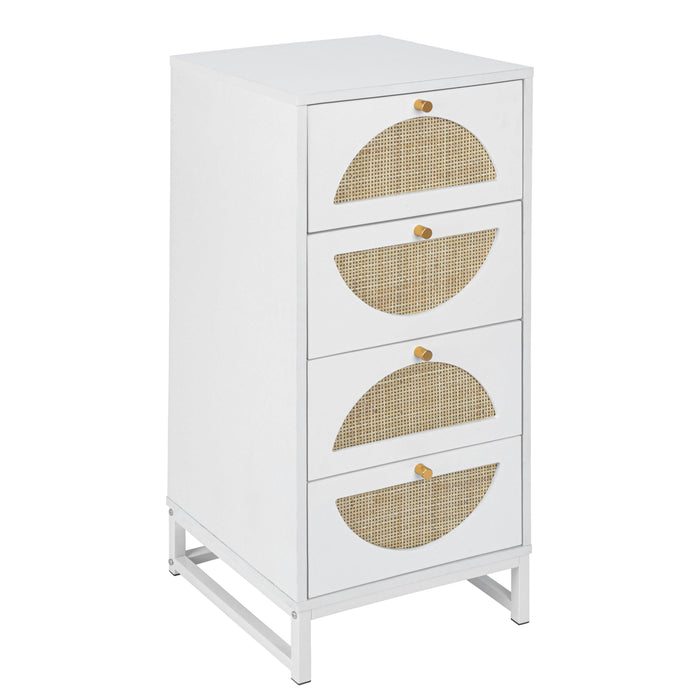 Natural rattan，4 drawer cabinet，Suitable for living room, bedroom and study，DiversifiedStorage