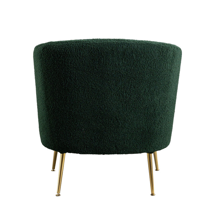 30.32"W Accent Chair Upholstered Curved Backrest Reading Chair Single Sofa Leisure Club Chair with Golden Adjustable Legs For Living Room Bedroom Dorm Room (Green Boucle)