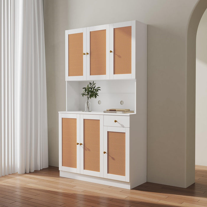 70.87" Tall Wardrobe& Kitchen Cabinet, with 6-Doors, 1-Open Shelves and 1-Drawer for bedroom,White