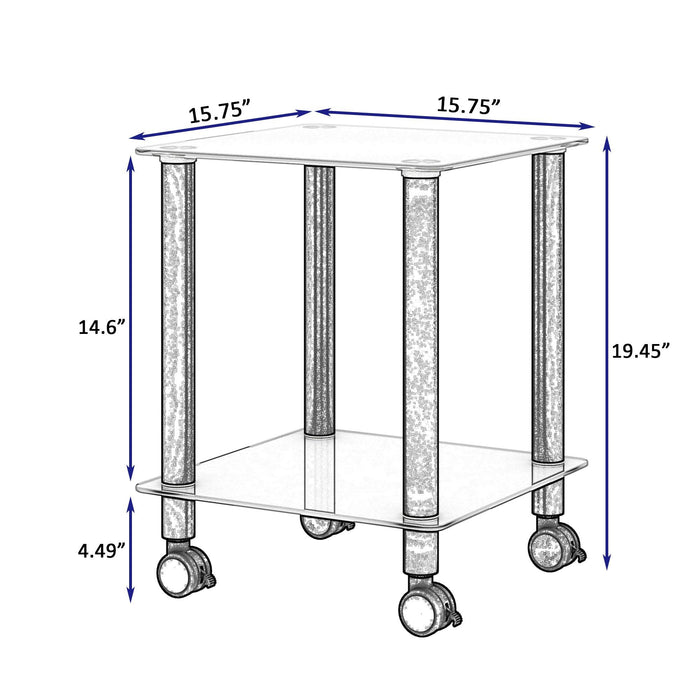 1-Piece White+Black Side Table , 2-Tier Space End Table ,Modern Night Stand, Sofa table, Side Table withStorage Shelve