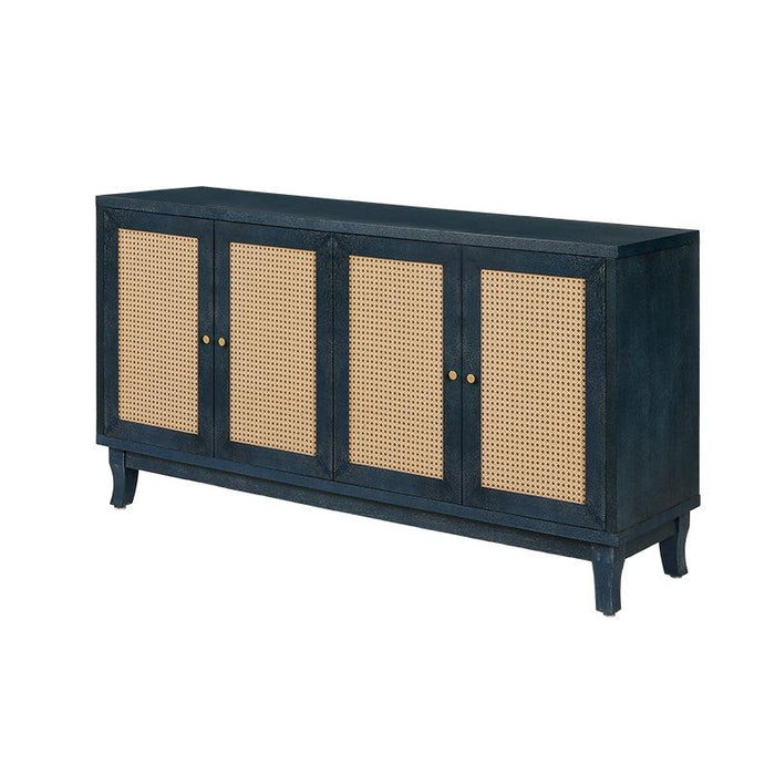 AccentStorage Cabinet Sideboard Wooden Cabinet with Antique Blue 4Doors for Hallway, Entryway, Living Room, Bedroom