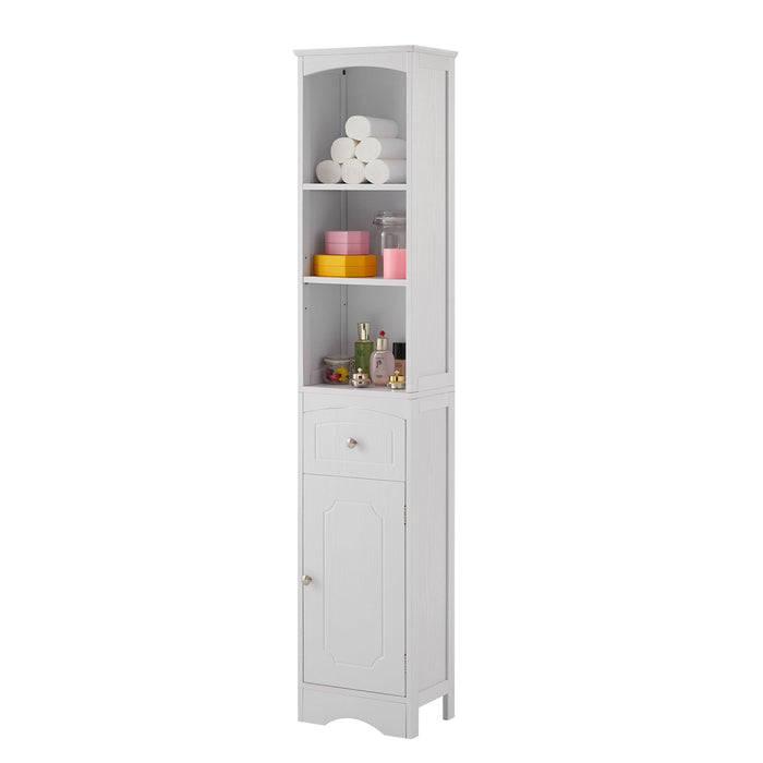 Tall Bathroom Cabinet, FreestandingStorage Cabinet with Drawer, MDF Board, Adjustable Shelf, White