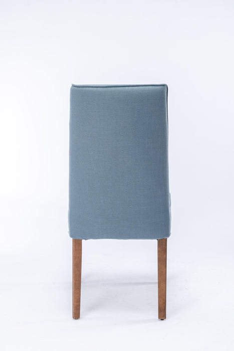 Cover Removable Interchangeable and Washable Blue Linen Upholstered Parsons Chair with Solid Wood Legs 2 PCS