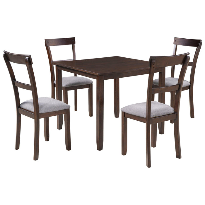 5 Piece Dining Table Set Industrial Wooden Kitchen Table and 4 Chairs for Dining Room (Espresso)