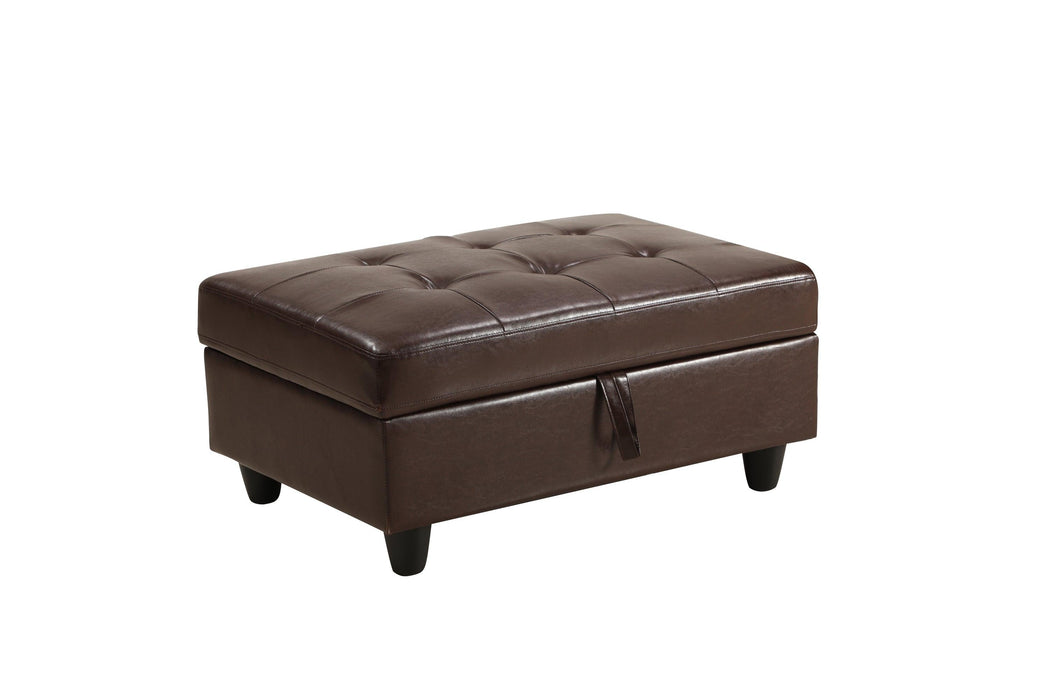 3 PC Sectional Sofa Set, (Brown) Faux Leather left -Facing Chaise with FreeStorage Ottoman