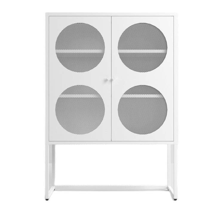 47.2 inches high MetalStorage Cabinet with 2 Mesh Doors, Suitable for Office, Dining Room and Living Room, White