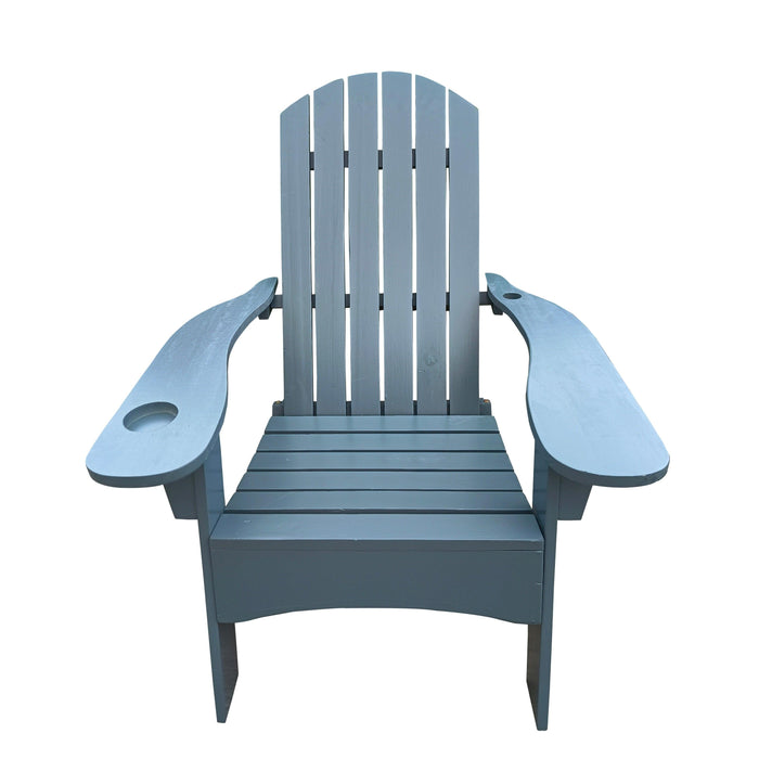 Outdoor or indoor Wood  Adirondack chair with an hole to hold umbrella on the arm ,Gray