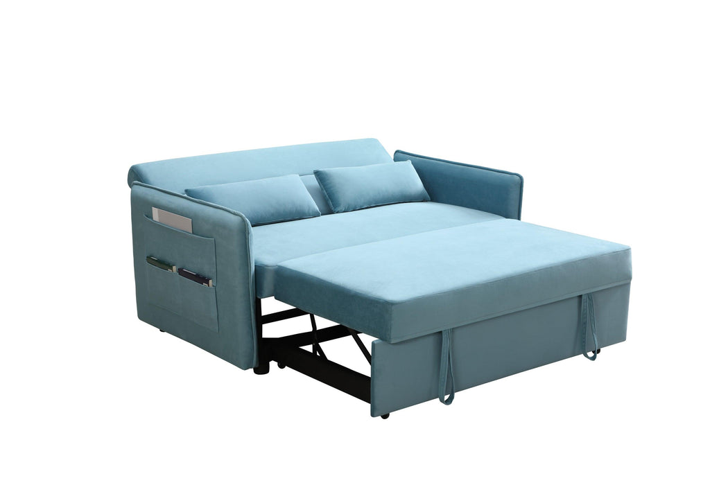 Pull Out Sofa Bed,Modern Adjustable Pull Out Bed Lounge Chair with 2 Side Pockets, 2 Pillows for Home Office