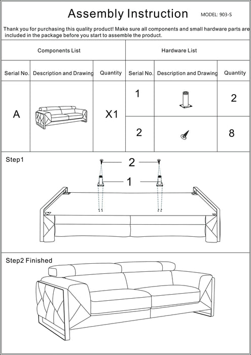 Global United Top Grain Italian Leather  Sofa