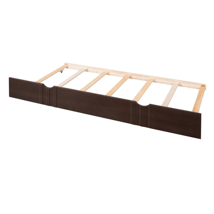 Full Size Daybed Wood Bed with Twin Size Trundle,Espresso