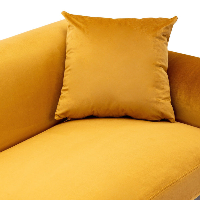 Modern Velvet Sofa with Metal Legs,Loveseat Sofa Couch with Two Pillows for Living Room and Bedroom, Mustard