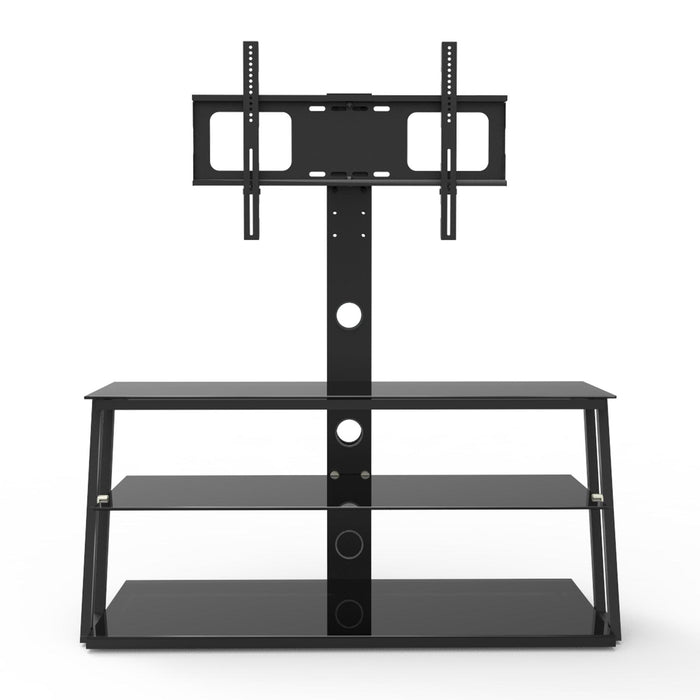 Black Multi-Function Angle And Height Adjustable Tempered Glass  TV Stand