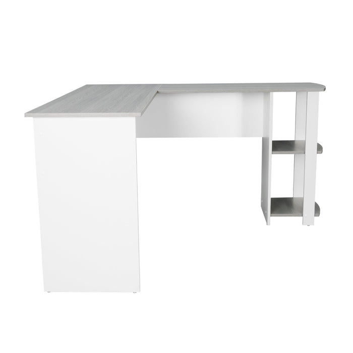 Techni MobiliModern L-Shaped Desk with Side Shelves, Grey