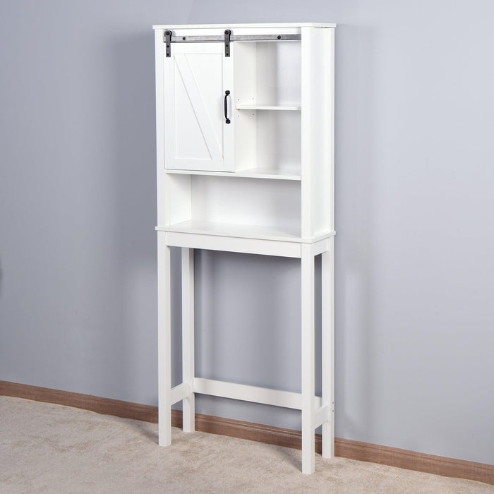 Over-the-ToiletStorage Cabinet, Space-Saving Bathroom Cabinet, with Adjustable Shelves and A Barn Door 27.16 x 9.06 x 67 inch