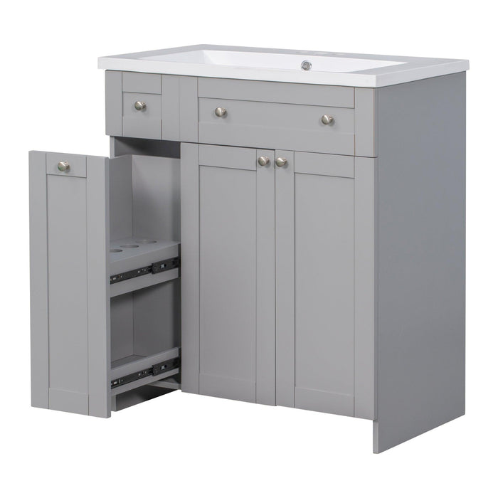 30" Bathroom vanity with Single Sink in grey,Combo Cabinet Undermount Sink,BathroomStorage Cabinet,Solid Wood Frame