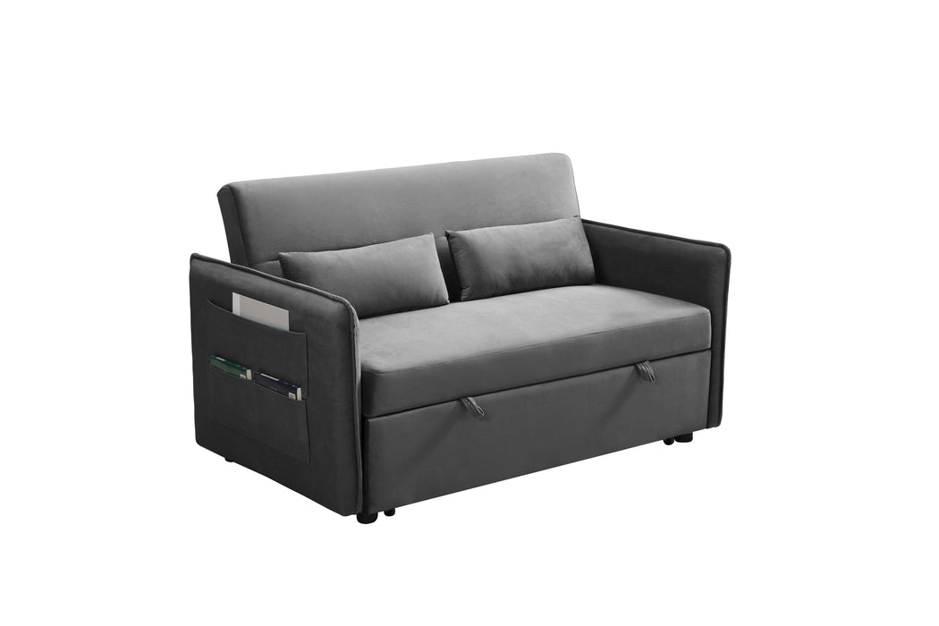 Pull Out Sofa Bed,Modern Adjustable Pull Out Bed Lounge Chair with 2 Side Pockets, 2 Pillows for Home Office