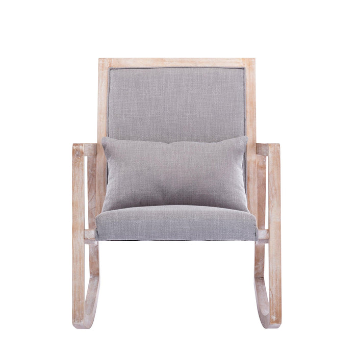 Solid wood linen fabric antique white wash painting rocking chair with  removable lumbar pillow