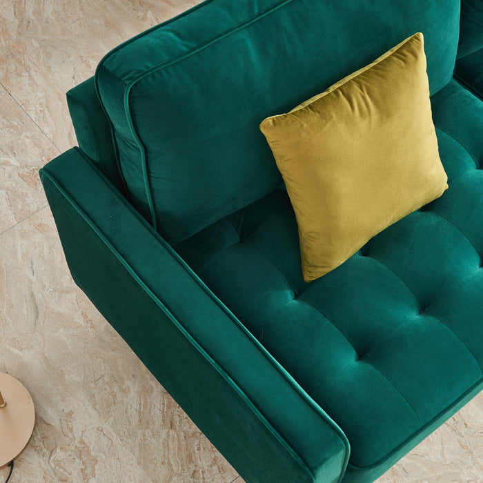 Modern Velvet  fabric sofa 71" - Emerald