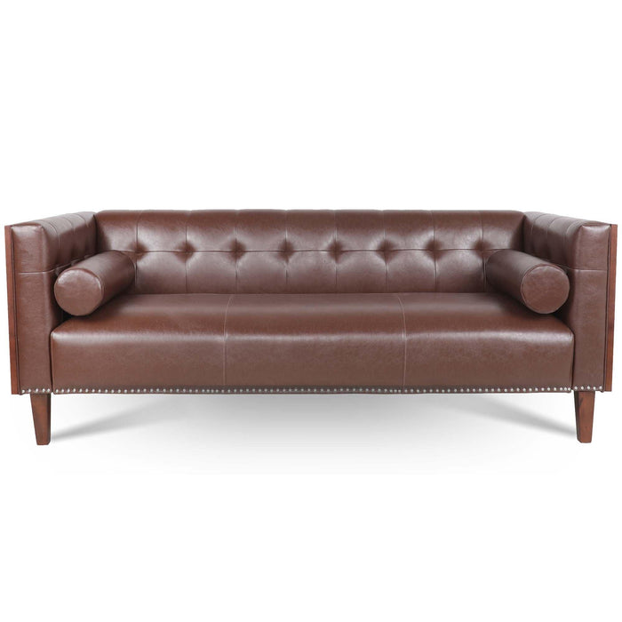 78.74" Wooden Decorated Arm 3 Seater Sofa