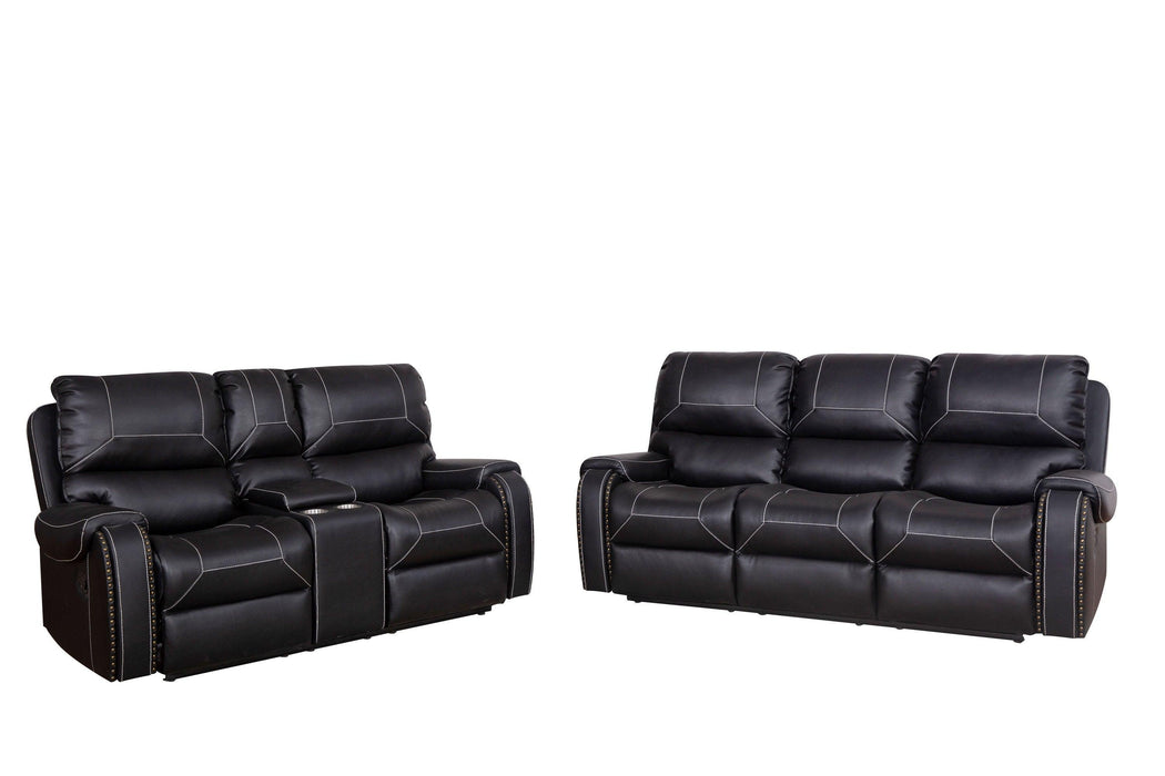 Faux Leather Reclining Sofa Couch Loveseat Sofa for Living Room Black