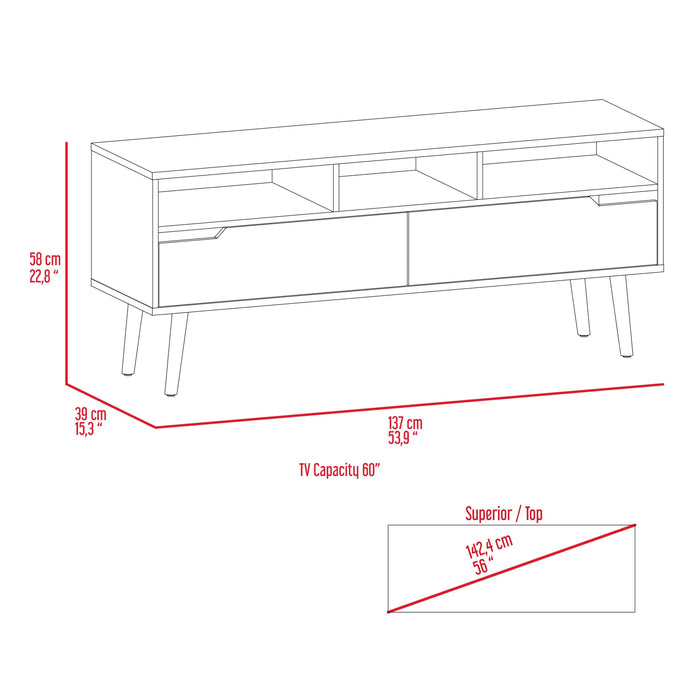 New Haven 2-Drawer 3-Shelf TV Stand Dark Walnut