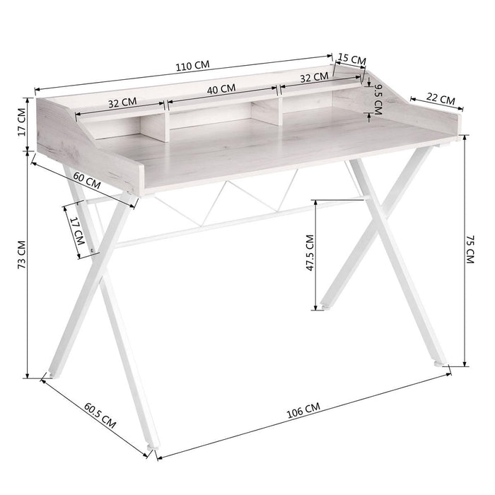 43.3" Computer Desk With 3 Open Cubbies - Beige & WHITE