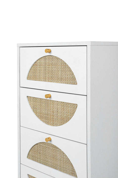 Natural rattan，4 drawer cabinet，Suitable for living room, bedroom and study，DiversifiedStorage