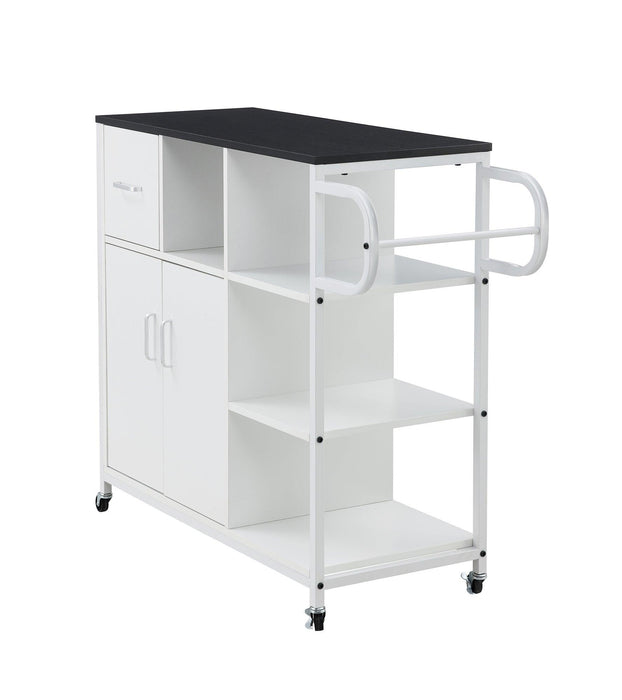 KITCHStorage cabinet WHITE-Black, move with roller..